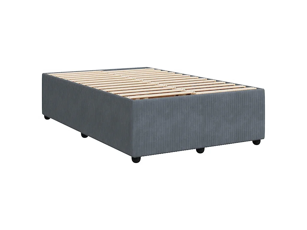 Cama box spring con colchón terciopelo gris oscuro 120x190 cm