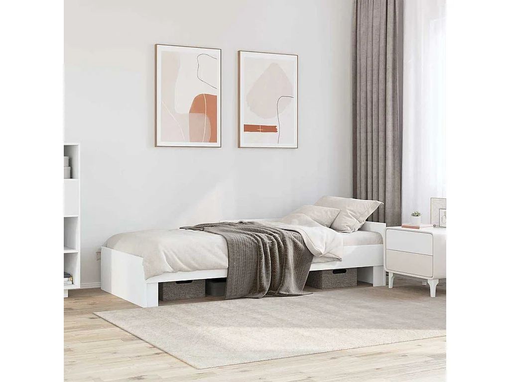 Cadre de lit sans matelas blanc 90x190 cm bois d'ingénierie