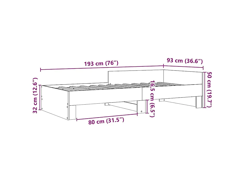 Cadre de lit sans matelas blanc 90x190 cm bois d'ingénierie