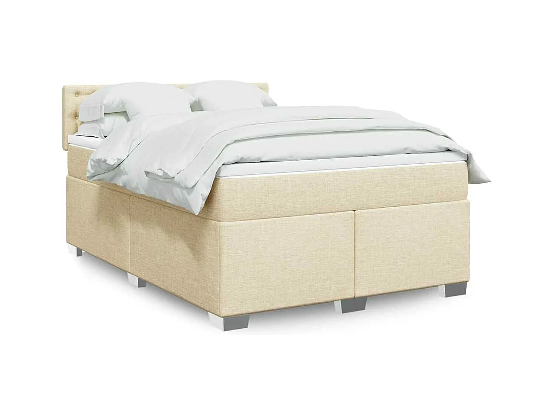 Sommier à lattes de lit avec matelas Crème 140x190 cm Tissu