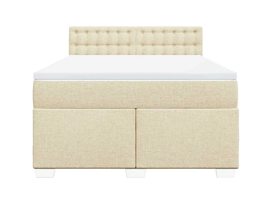 Sommier à lattes de lit avec matelas Crème 140x190 cm Tissu