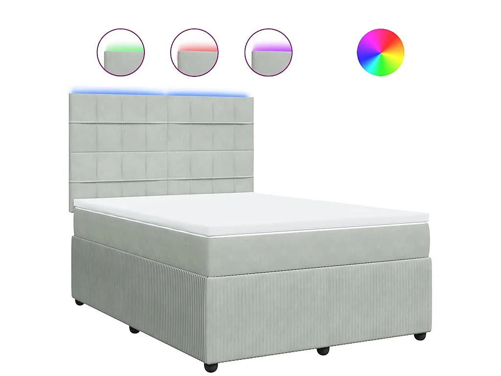 Boxspringbett mit Matratze Hellgrau 160x200 cm Samt