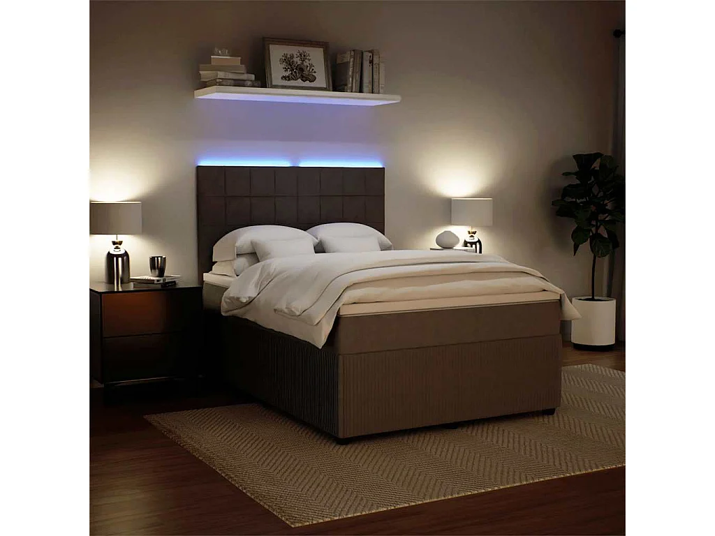 Boxspringbett mit Matratze Hellgrau 160x200 cm Samt