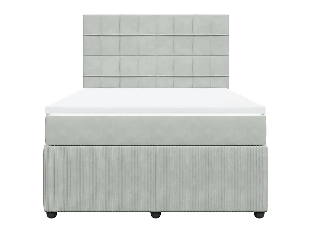 Boxspringbett mit Matratze Hellgrau 160x200 cm Samt