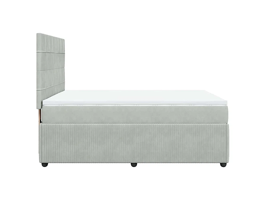 Boxspringbett mit Matratze Hellgrau 160x200 cm Samt