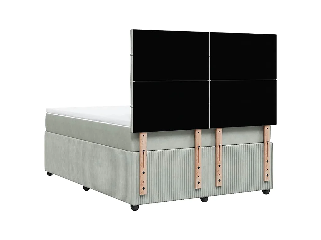 Boxspringbett mit Matratze Hellgrau 160x200 cm Samt