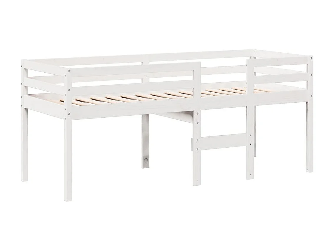 Lit haut sans matelas blanc 75x190 cm bois de pin massif