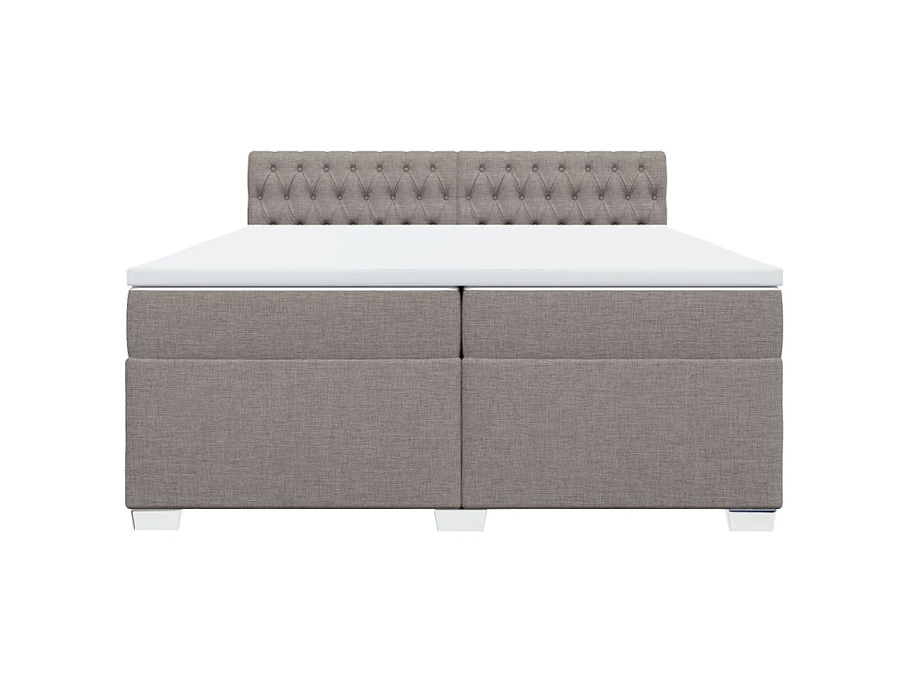 Cama box spring con colchón tela gris taupe 200x200 cm