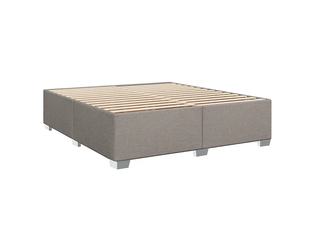 Cama box spring con colchón tela gris taupe 200x200 cm
