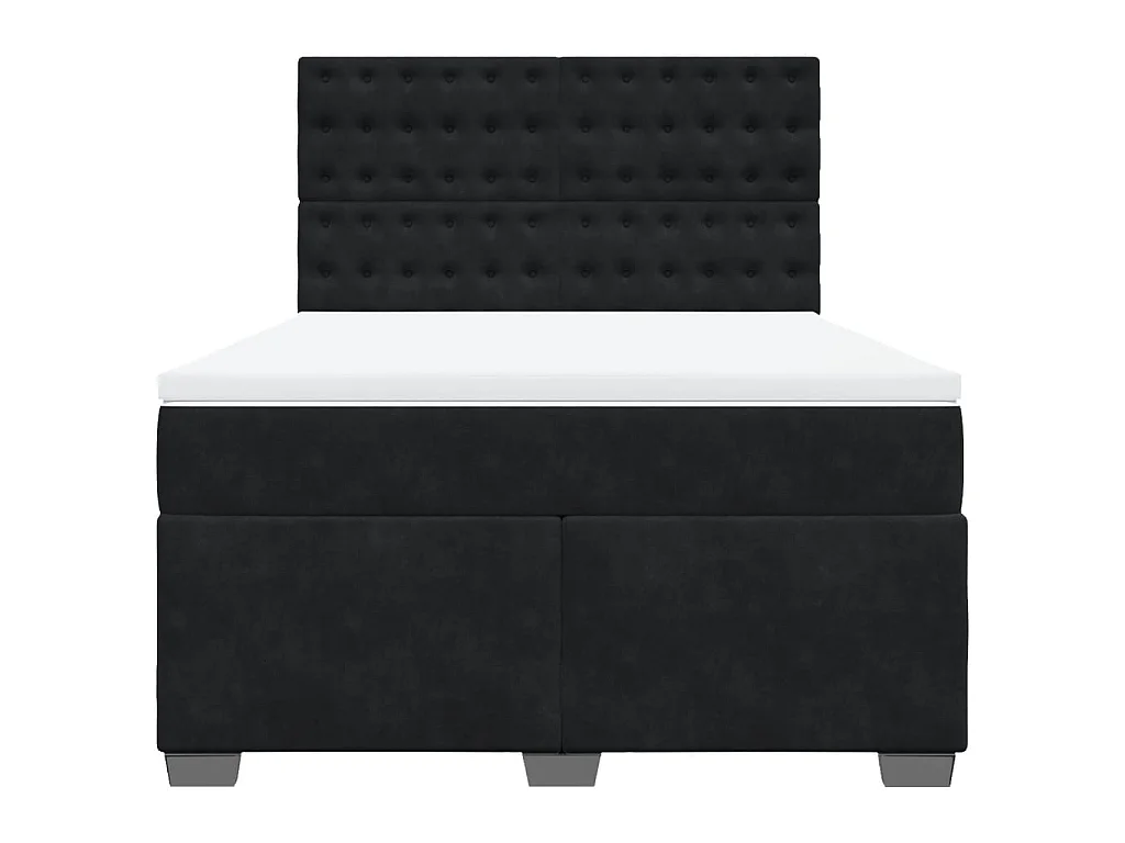 Boxspringbett mit Matratze Schwarz 160x200 cm Samt