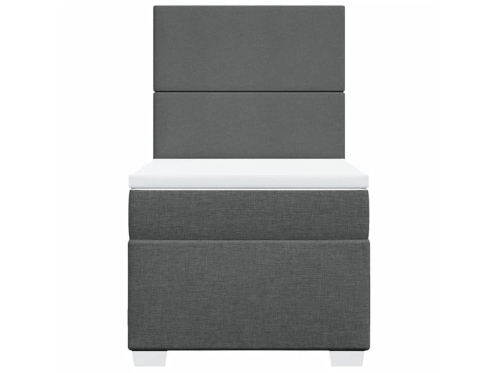 Cama box spring con colchón tela gris oscuro 80x200 cm