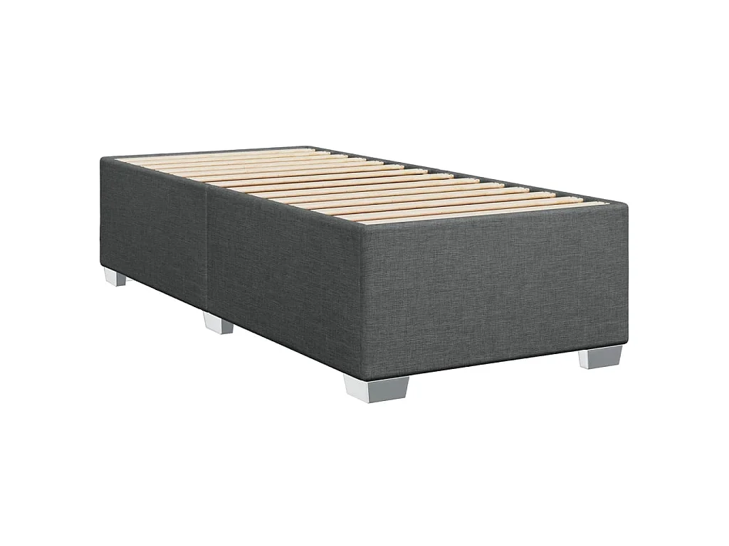 Cama box spring con colchón tela gris oscuro 80x200 cm