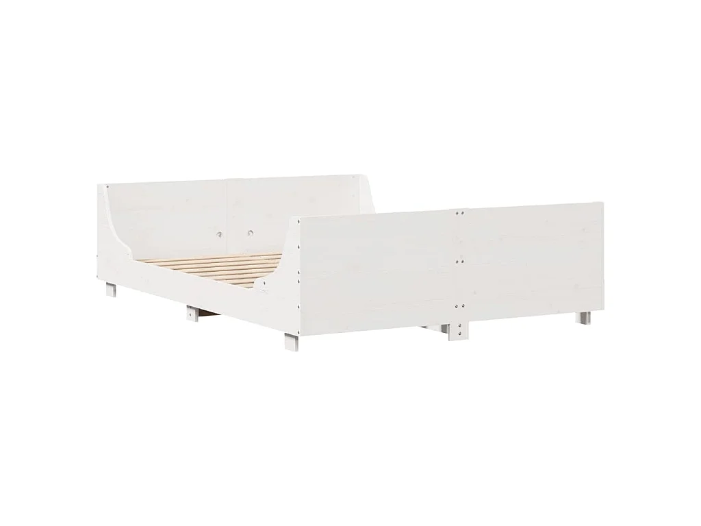 Cadre de lit sans matelas blanc 160x200 cm bois de pin massif