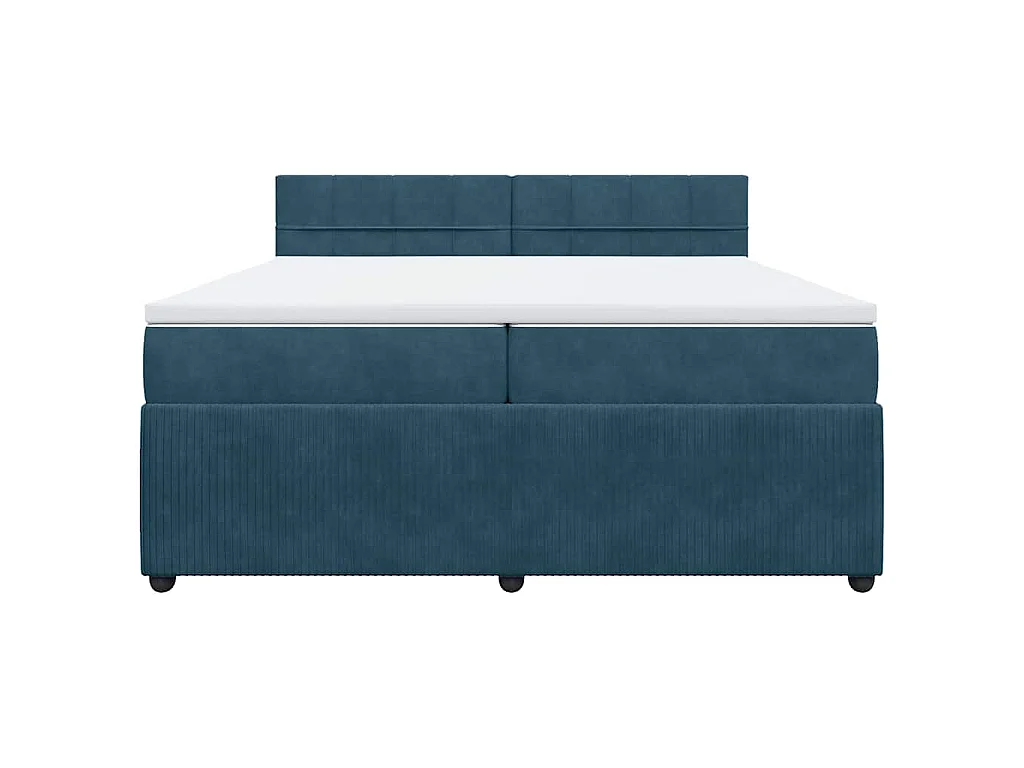 Cama com molas/colchão 200x200 cm veludo azul
