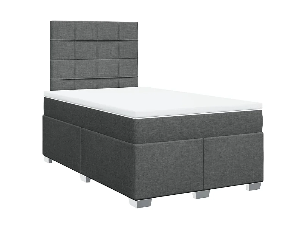 Sommier à lattes de lit avec matelas gris foncé 120x190cm tissu