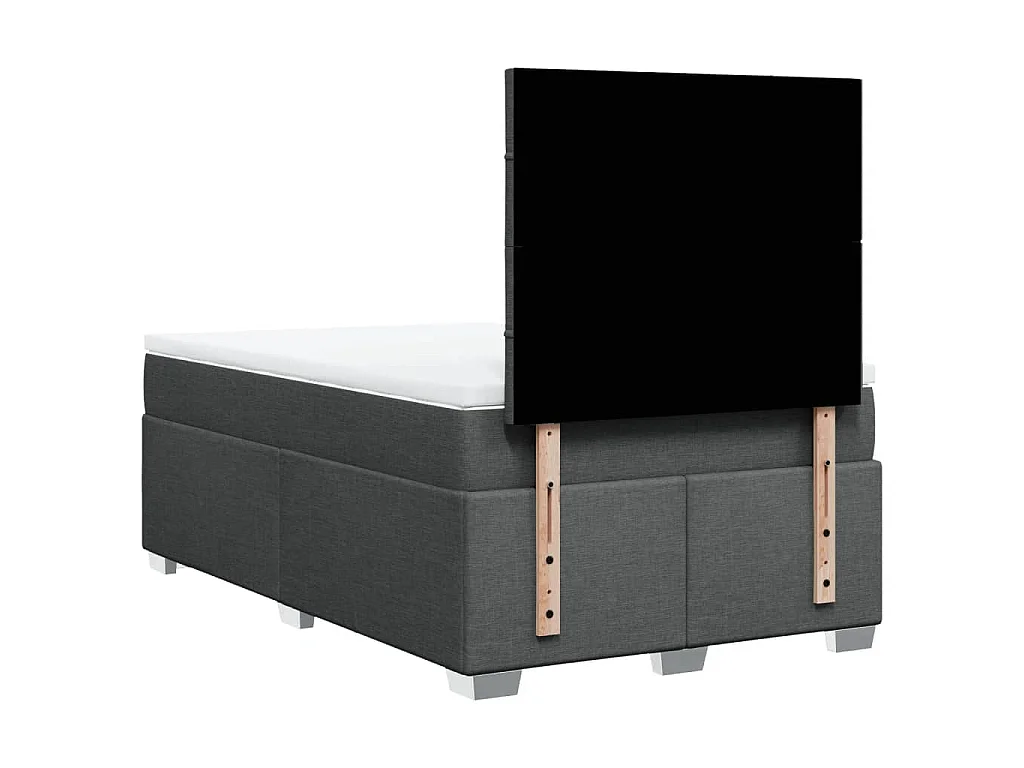 Sommier à lattes de lit avec matelas gris foncé 120x190cm tissu