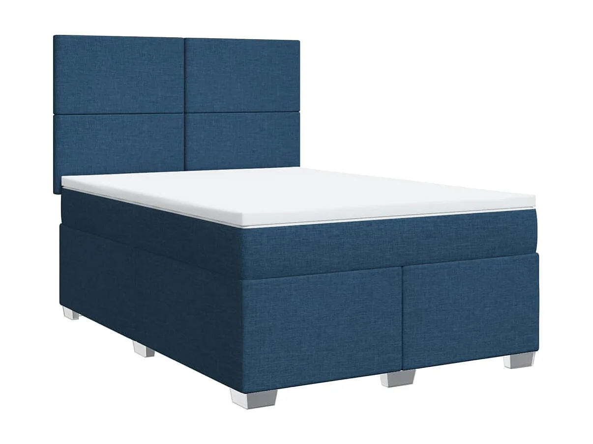 Boxspring met matras stof blauw 140x200 cm