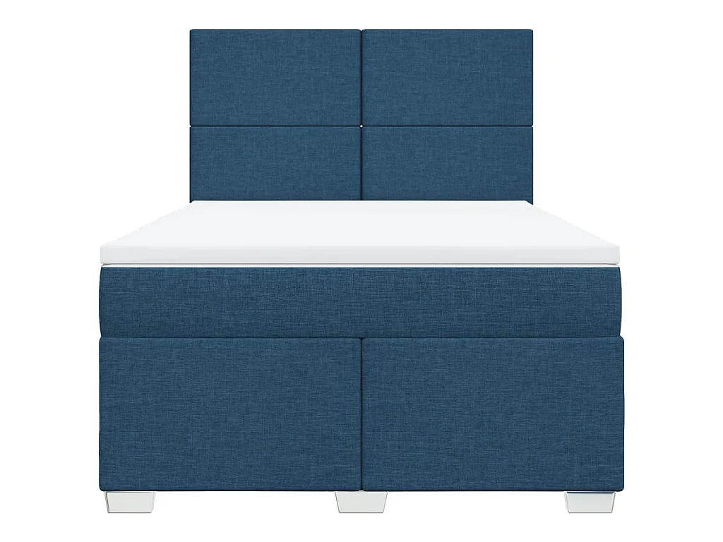 Boxspringbett mit Matratze Blau 140x200 cm Stoff