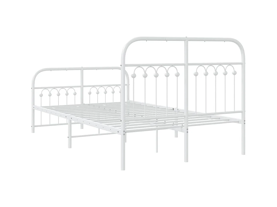 Cadre de lit métal sans matelas et pied de lit blanc 120x200 cm