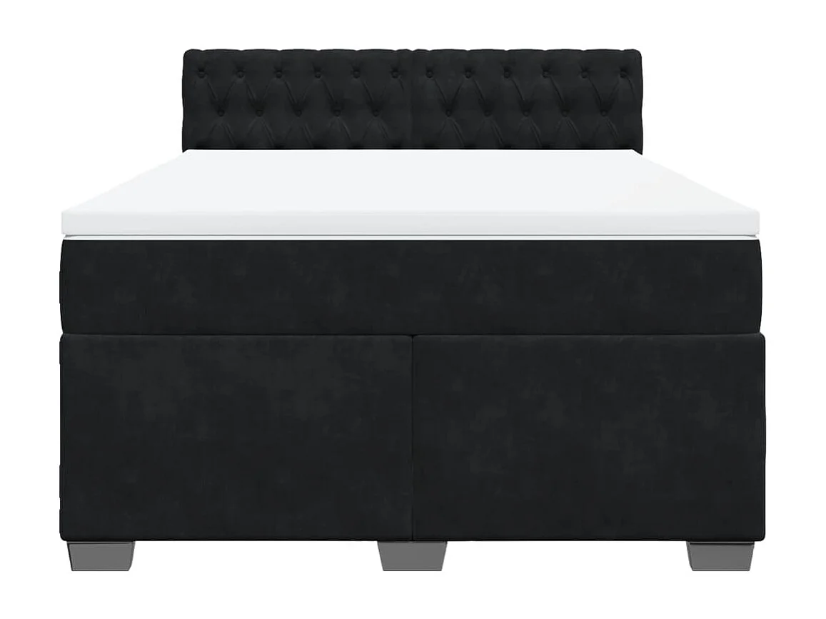 Sommier à lattes de lit avec matelas Noir 140x200 cm Velours
