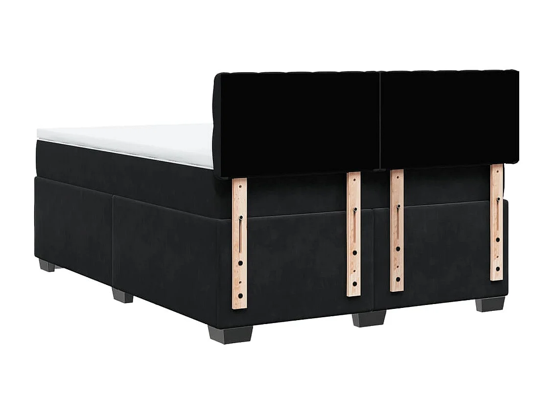 Sommier à lattes de lit avec matelas Noir 140x200 cm Velours