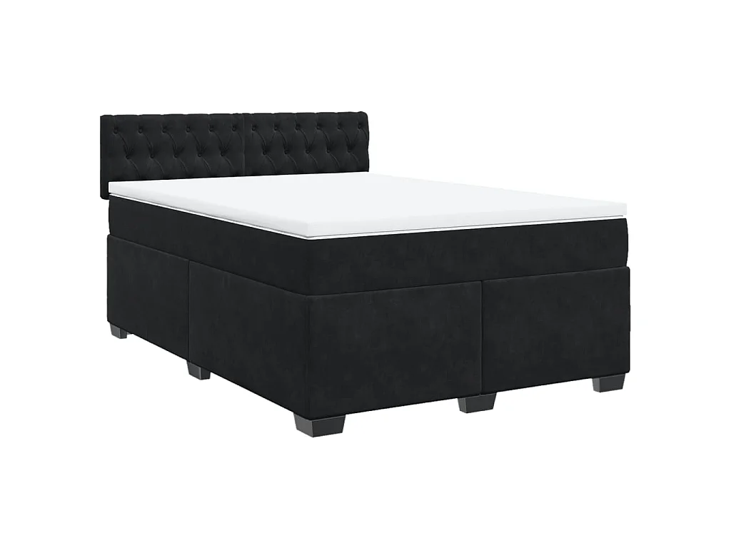 Sommier à lattes de lit avec matelas Noir 140x200 cm Velours
