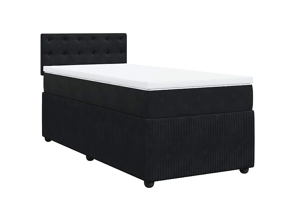 Giroletto a Molle con Materasso Nero 90x190 cm in Velluto