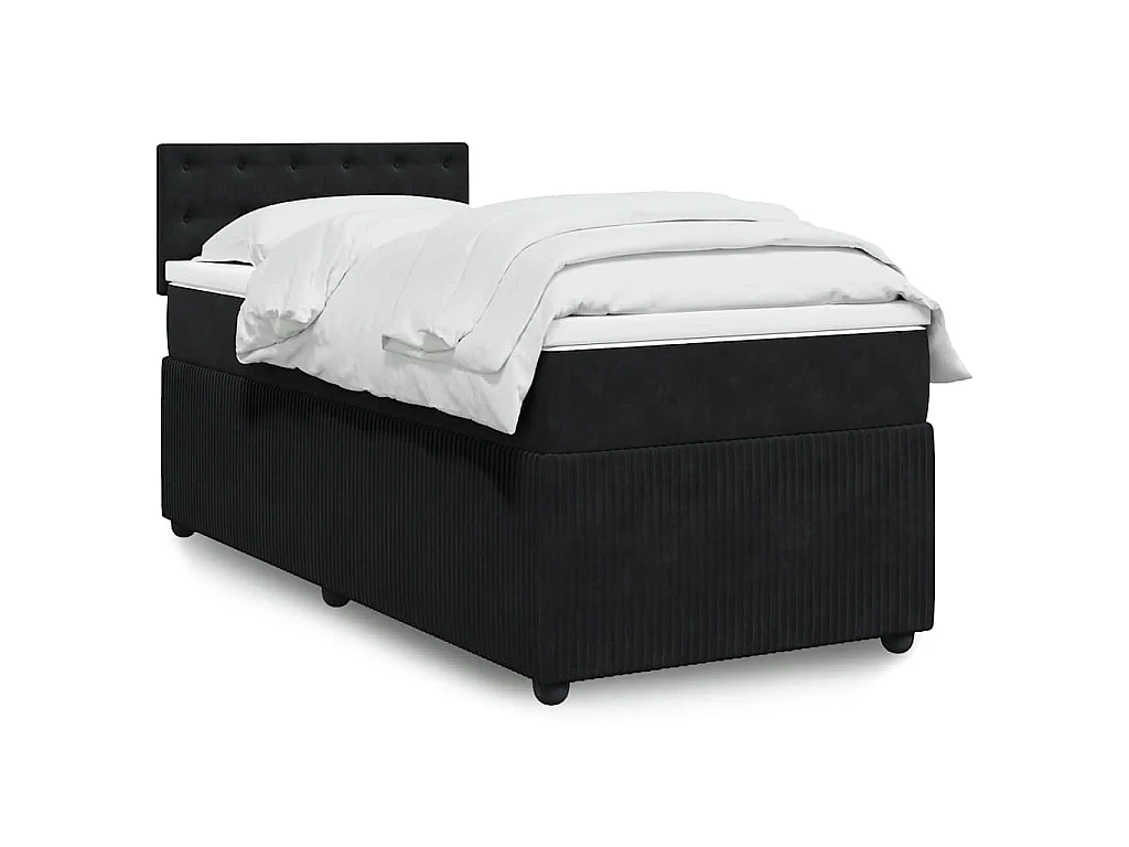 Giroletto a Molle con Materasso Nero 90x190 cm in Velluto