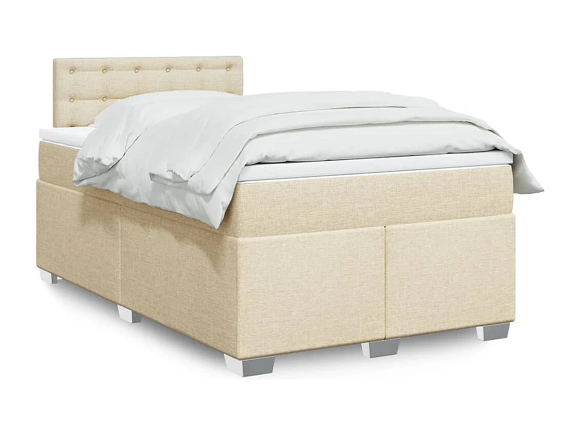 Giroletto a Molle con Materasso Crema 120x200 cm in Tessuto