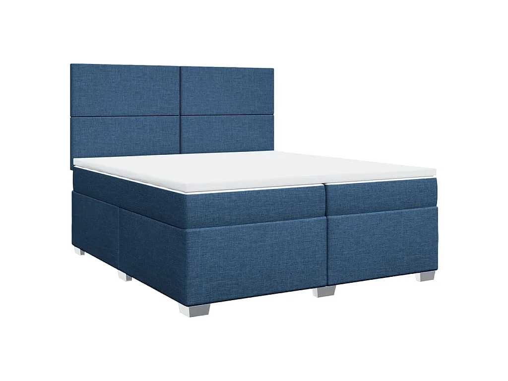 Boxspringbett mit Matratze Blau 200x200 cm Stoff