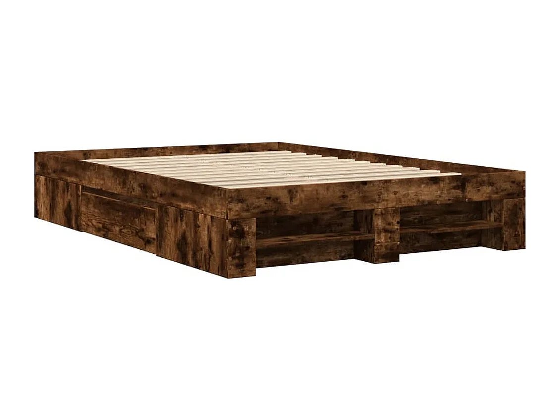 Cadre de lit sans matelas chêne fumé 120x190 cm bois ingénierie