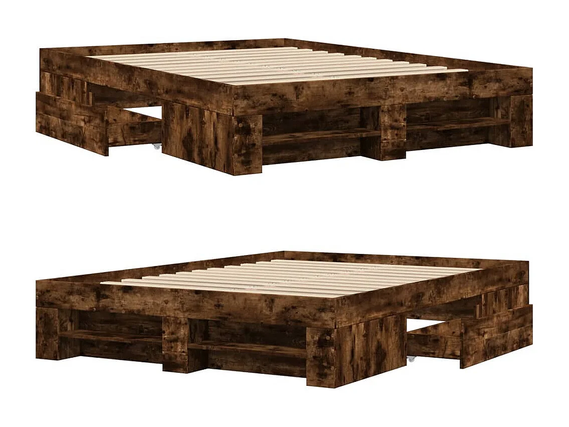 Cadre de lit sans matelas chêne fumé 120x190 cm bois ingénierie