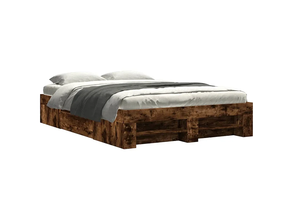 Cadre de lit sans matelas chêne fumé 120x190 cm bois ingénierie