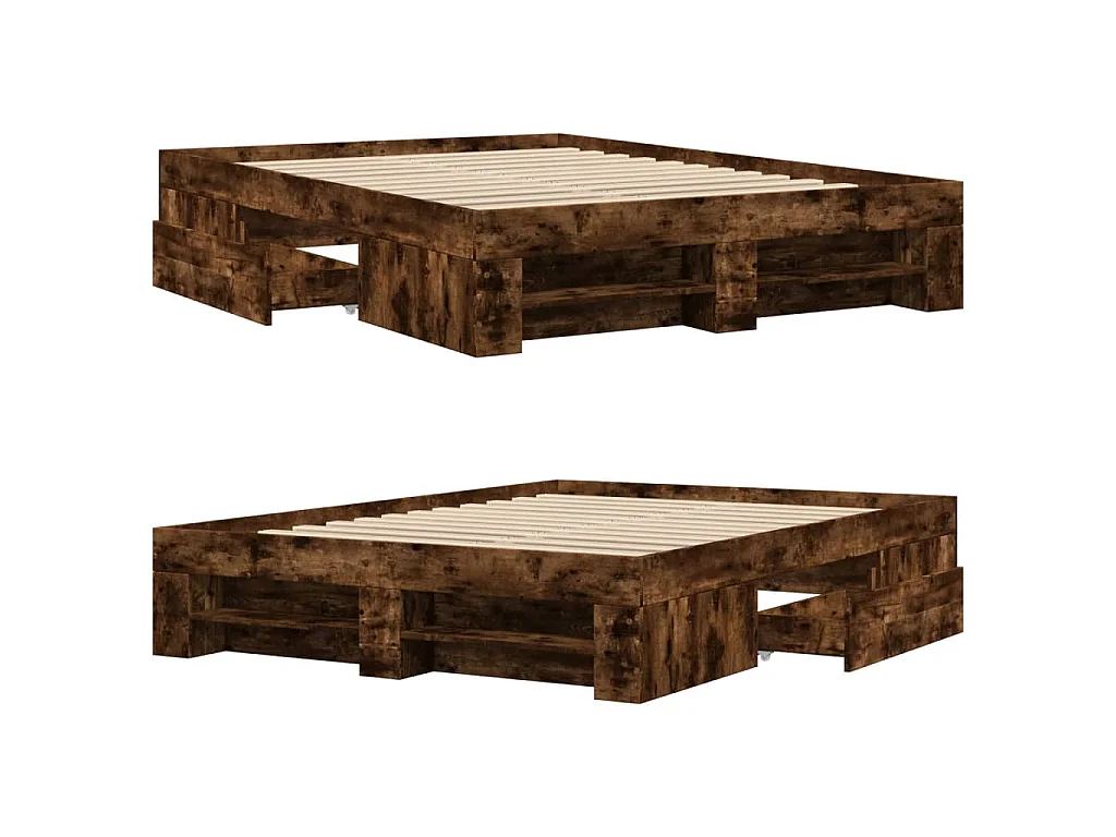 Cadre de lit sans matelas chêne fumé 120x190 cm bois ingénierie