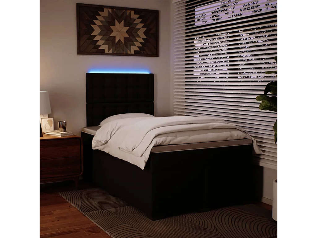 Giroletto a Molle con Materasso Nero 120x200 cm in Similpelle