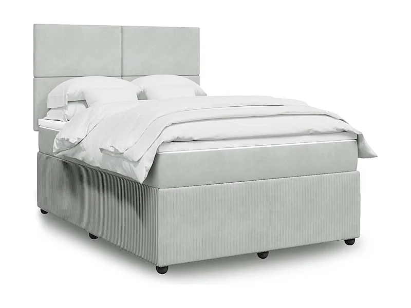 Giroletto a Molle con Materasso Grigio Chiaro 140x200cm Velluto