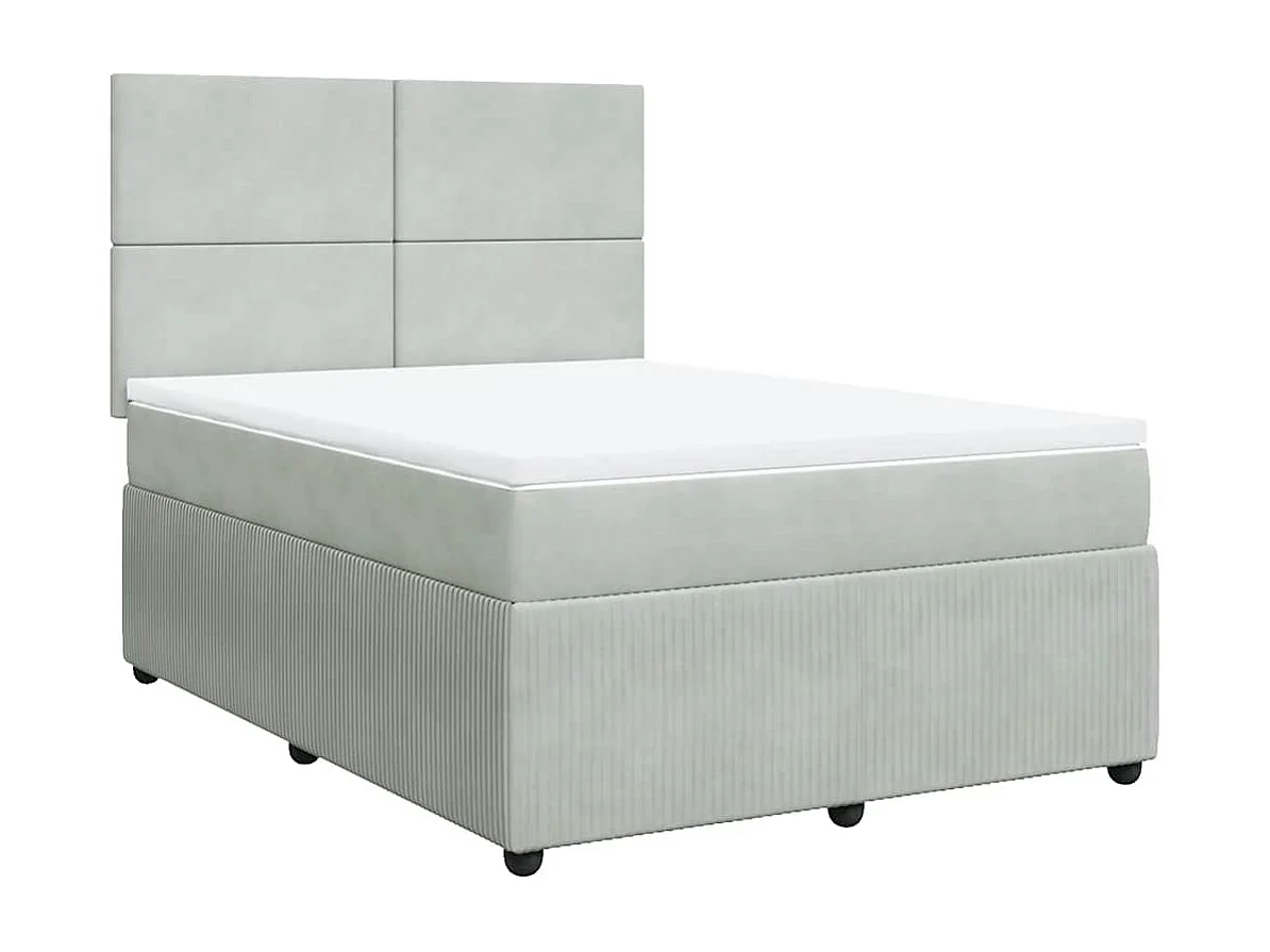 Boxspring met matras fluweel lichtgrijs 140x200 cm