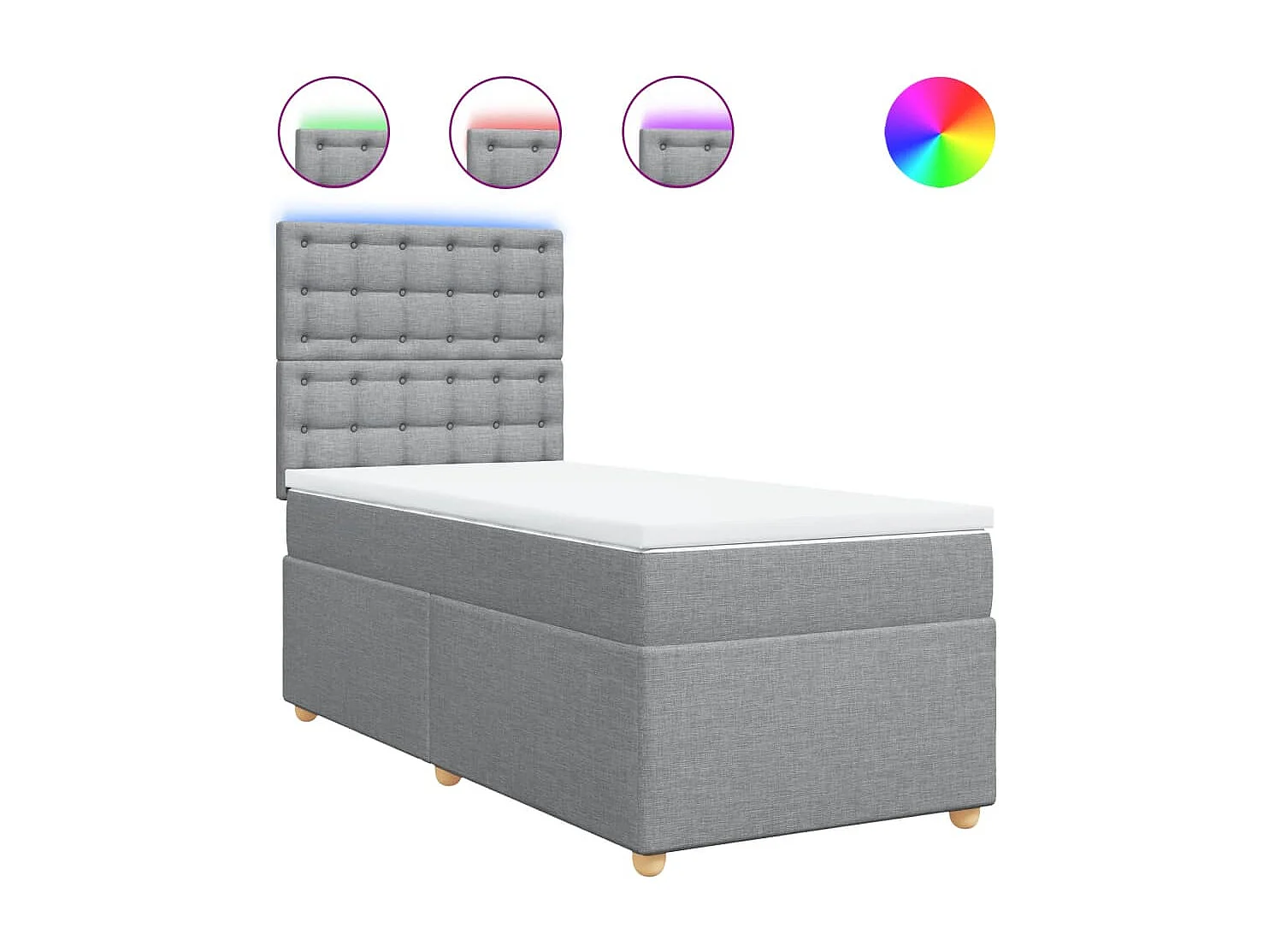 Sommier à lattes de lit avec matelas gris clair 80x200 cm tissu