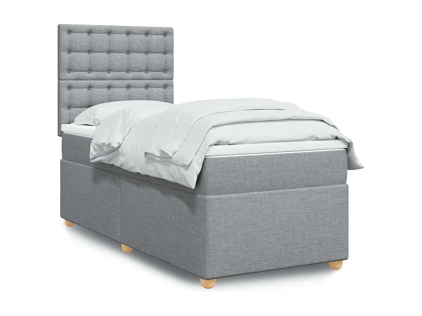 Boxspringbett mit Matratze Hellgrau 80x200 cm Stoff