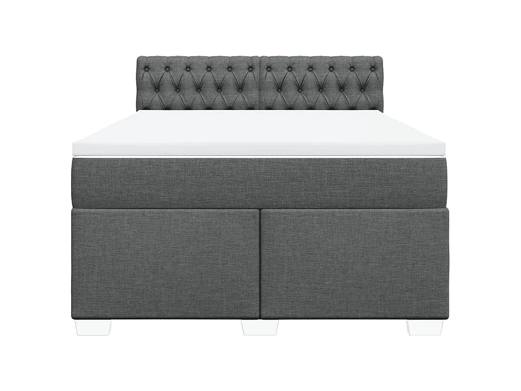 Sommier à lattes de lit avec matelas Gris foncé 140x200cm Tissu