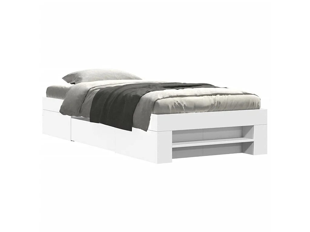 Cadre de lit sans matelas blanc 90x200 cm bois d'ingénierie