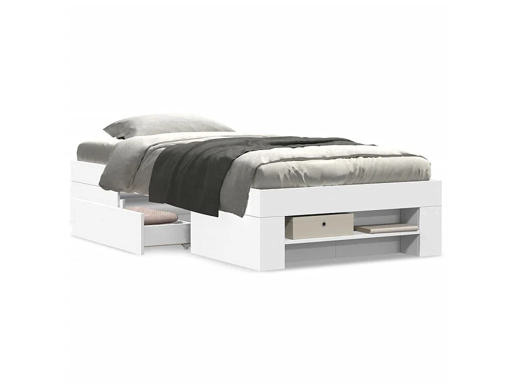 Cadre de lit sans matelas blanc 90x200 cm bois d'ingénierie