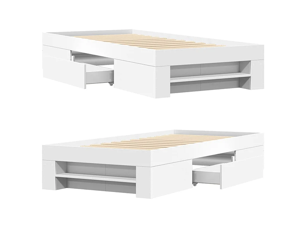 Cadre de lit sans matelas blanc 90x200 cm bois d'ingénierie