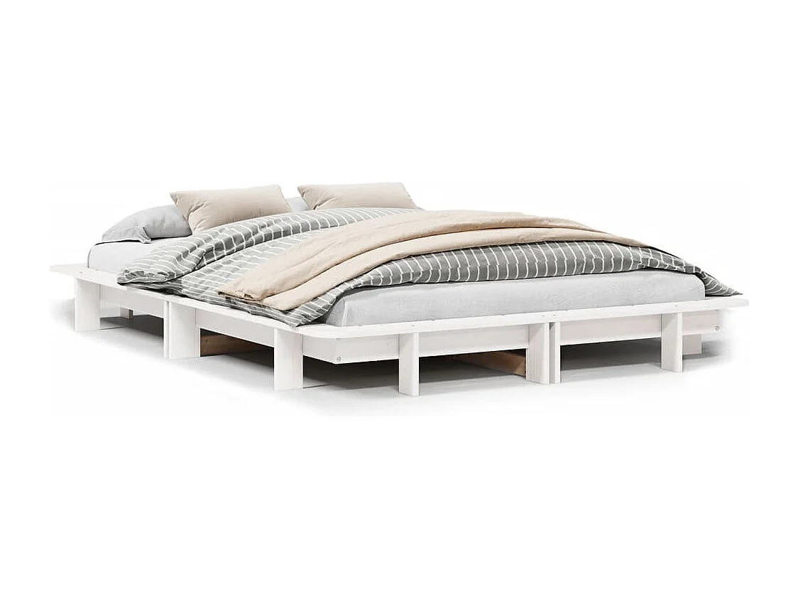 Cadre de lit sans matelas blanc 120x190 cm bois de pin massif