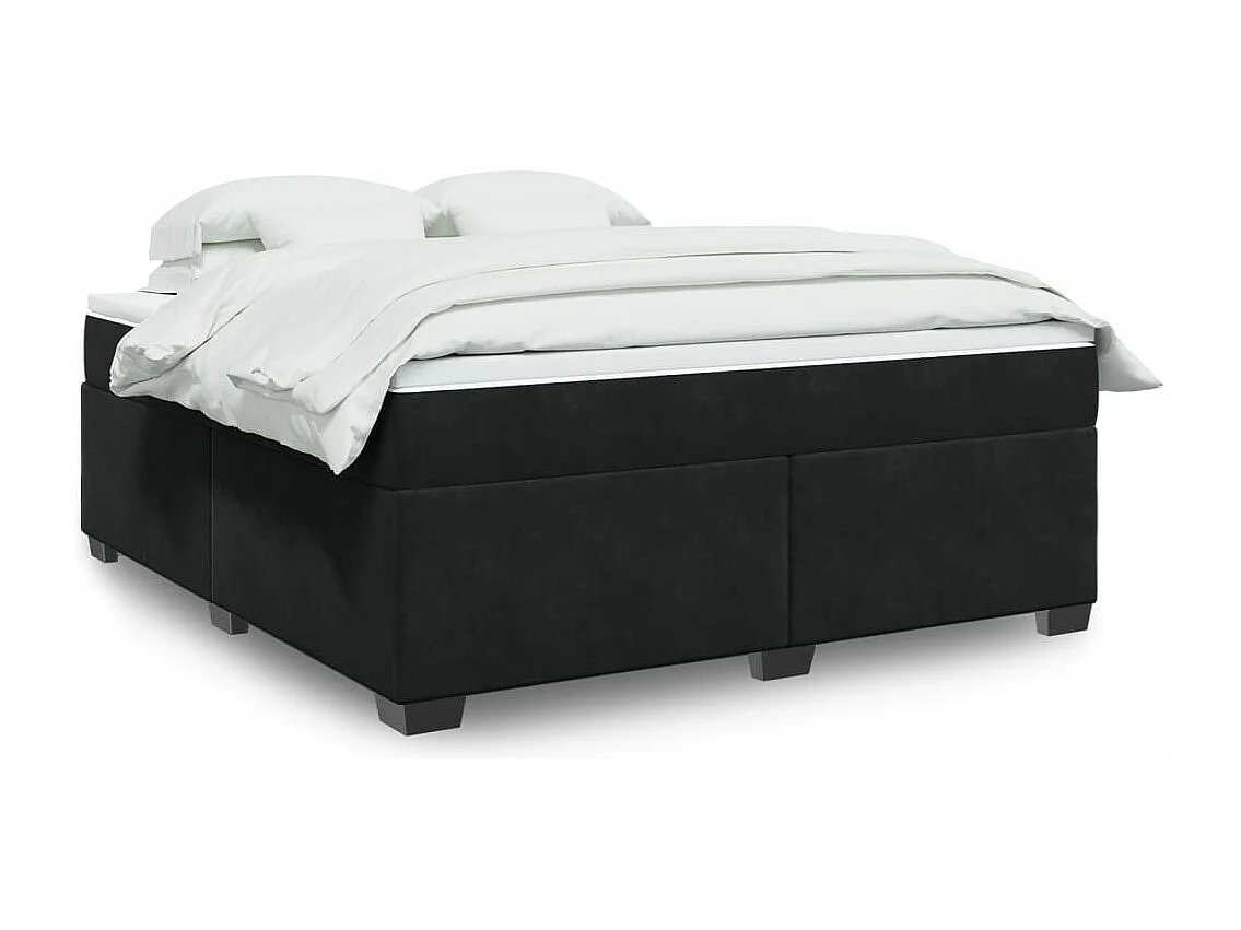 Boxspringbett mit Matratze Schwarz 180x200 cm Samt
