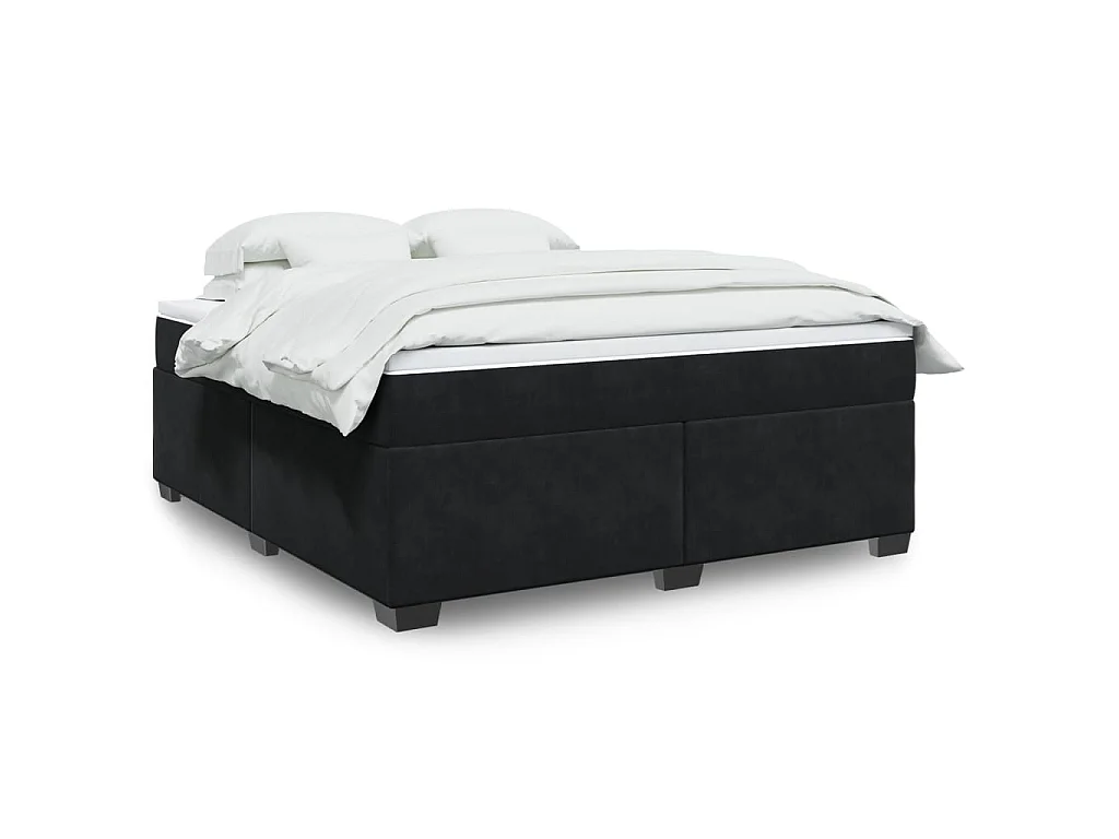 Boxspringbett mit Matratze Schwarz 180x200 cm Samt