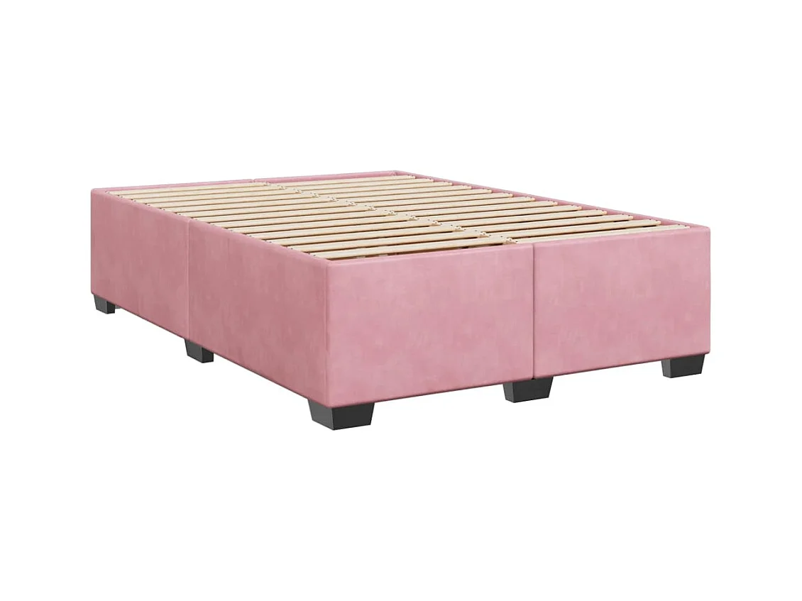 Boxspring met matras fluweel roze 140x200 cm