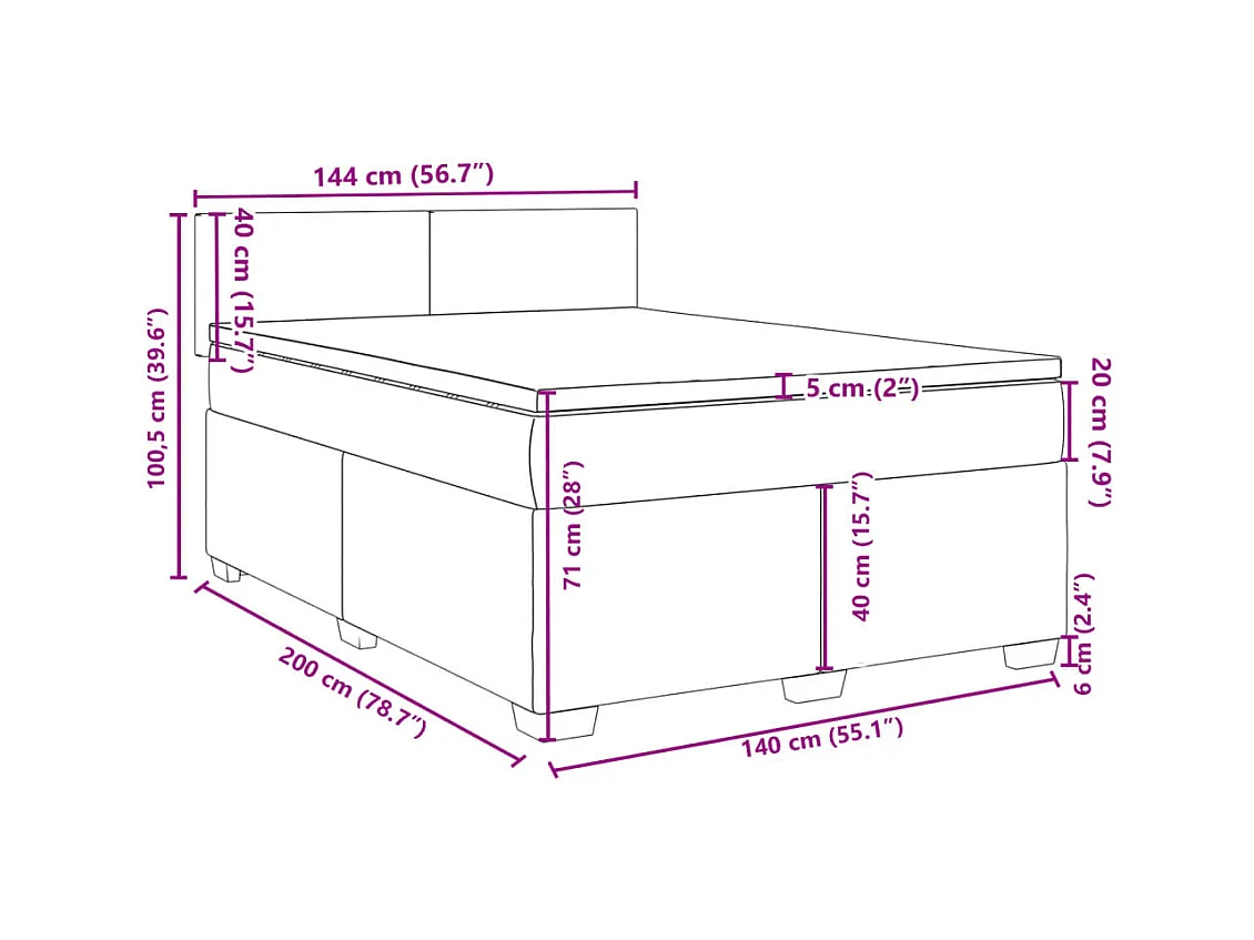 Boxspring met matras fluweel roze 140x200 cm