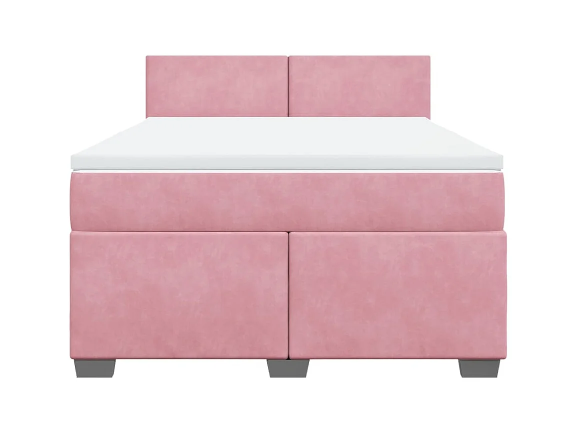 Boxspring met matras fluweel roze 140x200 cm