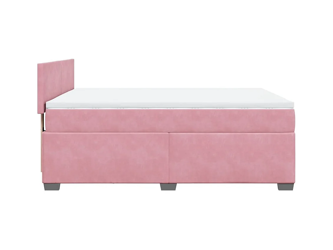 Boxspring met matras fluweel roze 140x200 cm